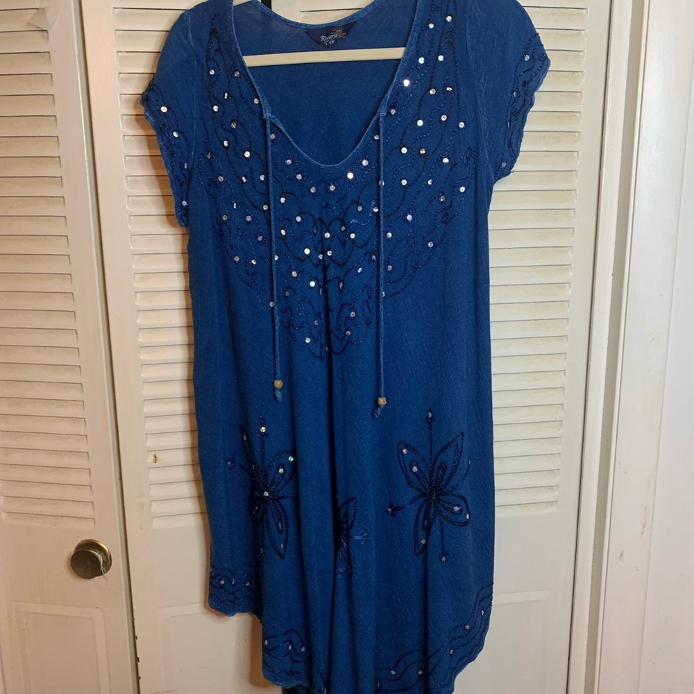Elegant Blue Sequin Mini Dress